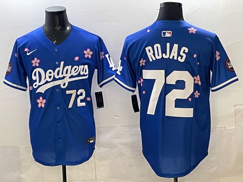 Men Los Angeles Dodgers #72 Rojas Blue Sakura Edition 2025 Nike MLB Jersey style 06->women mlb jersey->Women Jersey